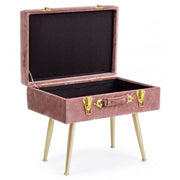 Sgabello con contenitore in velluto Rosa Antico POLINA 50x34x h42 cm