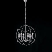 Lampadario deco sospensione ferro Bianco Argento sei luci 51x h55 cm