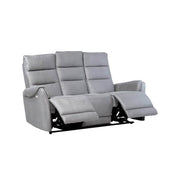 Divano 3 posti con 2 recliner elettrici in nabuk grigio chiaro  187 x 98 x 109 cm