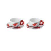 Guzzini - Set 2 Tazze da cappuccino in ceramica con piattino love 200 ml