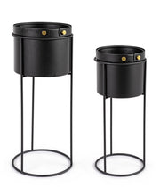 Set 2 vasi per pianta acciaio nero Zeina