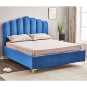 Letto Matrimoniale Contenitore Artu Blu Testiera Smerlata L 171 x P 209 x H 138 cm