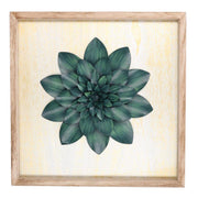 Quadro legno metallo blu fiore cm35x35x3