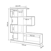 Libreria scaffale 4 livelli 9 scomparti bianco e rovere 145x29xh.145 cm(D2306KTL145M011) EFFEZ