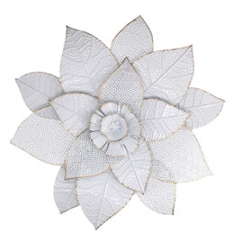 Quadro metallo fiore bianco decorazione a muro cm 46x6