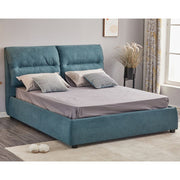 Letto Matrimoniale Contenitore Safira Tessuto Blu L 173 x P 214,5 x H 112 cm