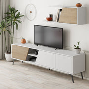 Porta TV Fiona Bianco con Anta Rovere e Mensola H 48 x P 35,60 x L 180 cm