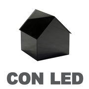 Lanterna led vetro casetta cm30x29,5h31,5