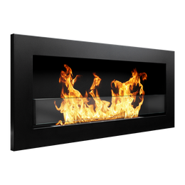 Camino a bioetanolo da parete o incasso Livorno Nero L 90 x P 12 x H 40 con vetro