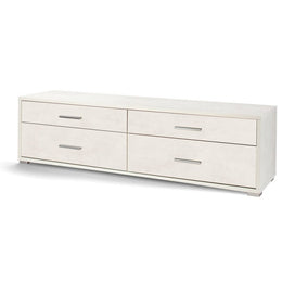 Mobiletto basso porta TV in legno quattro cassetti Bianco Ossido 179x47x h50 cm