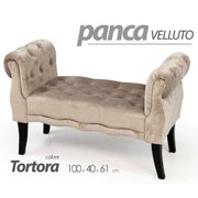 Panca in velluto tortora seduta comoda arredo design cm 100x 40 x 61 h