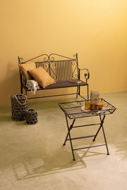 Tavolino rustico in metallo rettangolare marrone Melanie