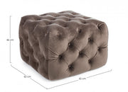 Pouf in velluto tortora EVAN S 62x62x h46 cm