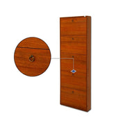 Scarpiera Slim in legno nobilitato 5 ribalte noce antico h.180x65x15 cm