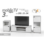 Mini parete attrezzata mobile porta tv bianco pz 3