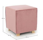 Pouf in velluto vintage Rosa Antico ADELINE 40x40x h44 cm