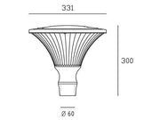 Lampada da esterno in alluminio pressofuso, diffusore trasparente, diametro 60mm, altezza max 160mm, IP65 tortora