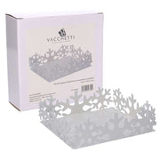 Square white snowflake metal napkin holder cm16,5x16,5h5