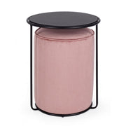 Set combinato moderno tavolino-pouf Annika rosa antico