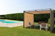 Gazebo Maine con pergola in acciaio 3x3 cm con tende laterali
