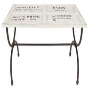 Tavolo  top bianco con scritte  cm 78,5 x 160 x h 76