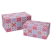 Rectangular multicolor patterned faux leather box 1-2 cm30x18h15