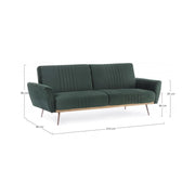 Divano letto tre posti in velluto Verde Scuro JOHNNY 210x83x h85 cm