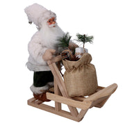 Babbo natale tessuto con slitta e regali verde bianco cm33x12h30
