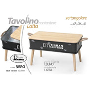 Tavolino in latta nero baule  Stile urban industrial  cm 68 x 36 x 41 h