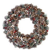 Glitter crown with natural berries and pine cones cm ø30