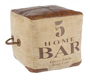 Pouf cubo in pelle stile industriale cm 45x45x45h