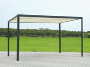 Gazebo pergola alluminio Milwaukee nero c/telo elettrico 3x3x2,5h m