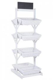 Espositore rustico Darik 8 cesti in vimini bianco