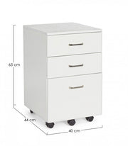 Cassettiera da ufficio in MDF tre cassetti Bianco Frassinato NADIR 40x44x h65 cm