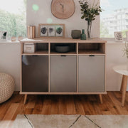 Credenza tre vani sonoma grigio piedini rialzati cm 120 x 40 x 88 h EFFEZ