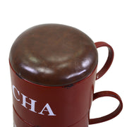 Pouff metallo tazzine rosso tondo cm 44 x 30 x h50