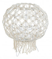 Lanterna stile vintage realizzata in macrame colore bianco 38h cm