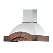 Cappa cucina rustica bianca GAIA MAX con cornice in legno intarsio cm 90
