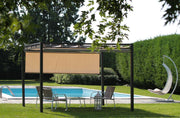 Gazebo Maine con pergola in acciaio 3x3 cm con tende laterali