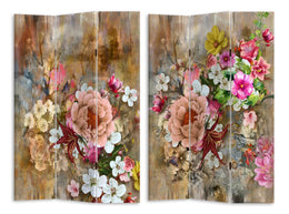 Paravento stampa 3 ante con fiori rosa cm 120,6x2,5xh180,6x2,5xh180