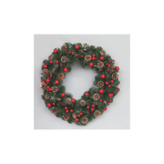 Corona 50 cm bacche rosse pigne nevate.