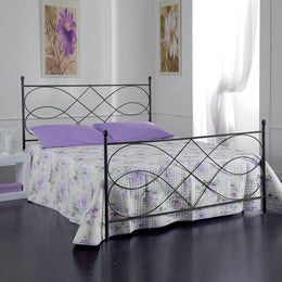 Letto in ferro matrimoniale con pediera  SOSPIRO Nero 166x208x h128 cm