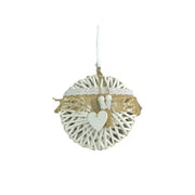 Decorazione vimini bianca con pizzo cmø26x7/5