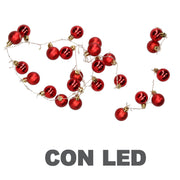 Luce filo sfera rosso 48 led bianco caldo alimentazione fissa cm ø4x120