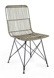 Sedia in stile contemporaneo in acciaio e kubu Grigio LUCILA 45x55x h85 cm