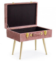 Sgabello con contenitore in velluto Rosa Antico POLINA 50x34x h42 cm