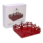 Square red snowflake metal napkin holder 16,5x16,5h5 cm
