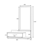 Pensile da ingresso con specchio e cassetto bianco rovere 80x35xh.116 cm EFFEZ