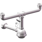 Sifone Pp A Bottiglia 2 Vasche + 1 Attacco Bianco Mm 40 1