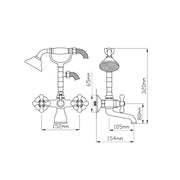 Rubinetto miscelatore per vasca da bagno con doccetta ottone antico EFFEZ